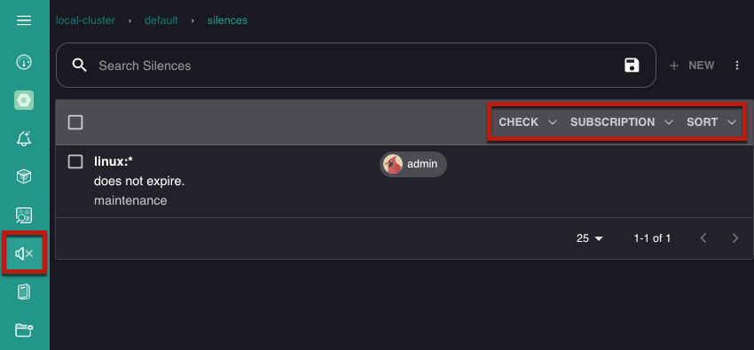 Filter and sort silences