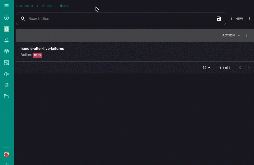 View an event filter's resource data in the web UI